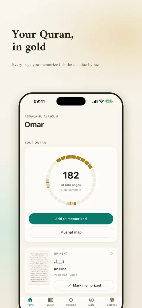 App Store screenshot: Your Quran, in gold