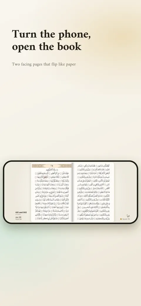 App Store screenshot: Turn the phone, open the book