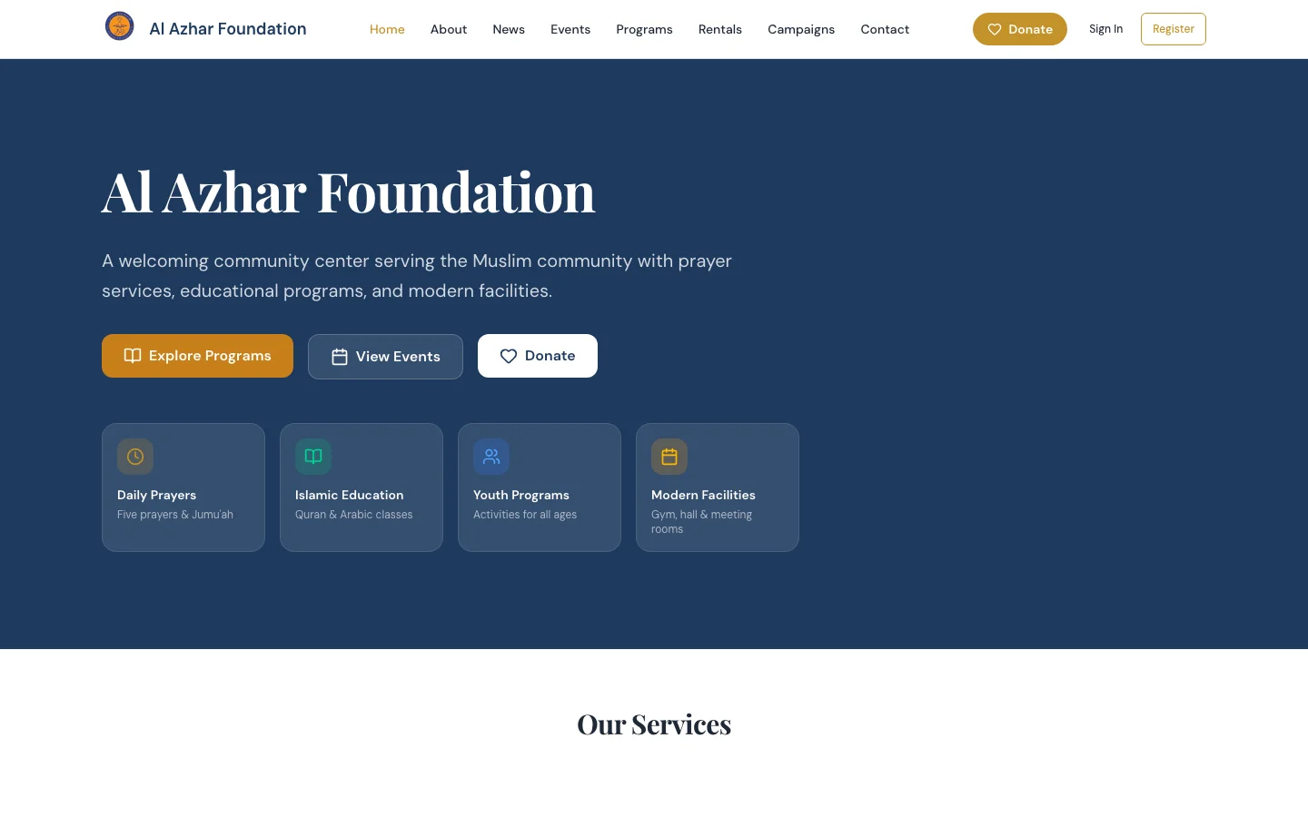 Al Azhar Foundation homepage