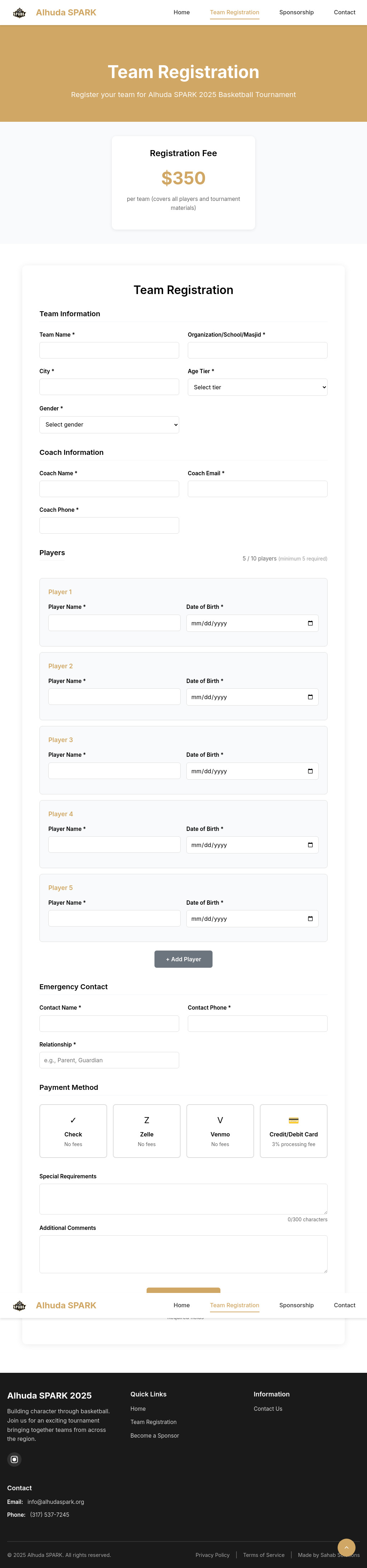 Team Registration