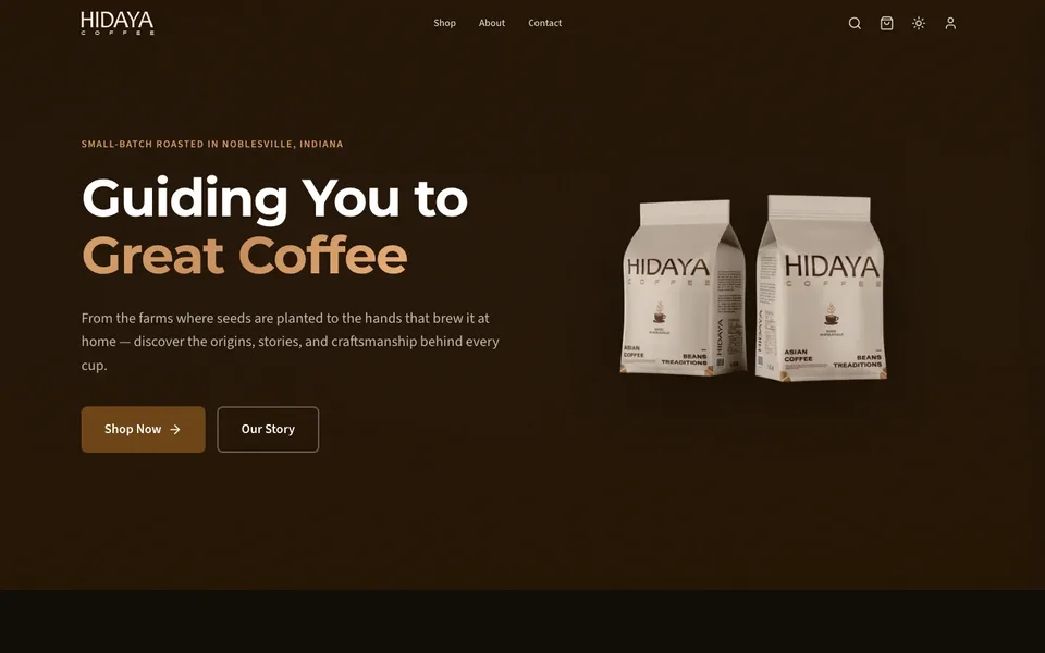 Hidaya Coffee e-commerce storefront built by Sahab Solutions