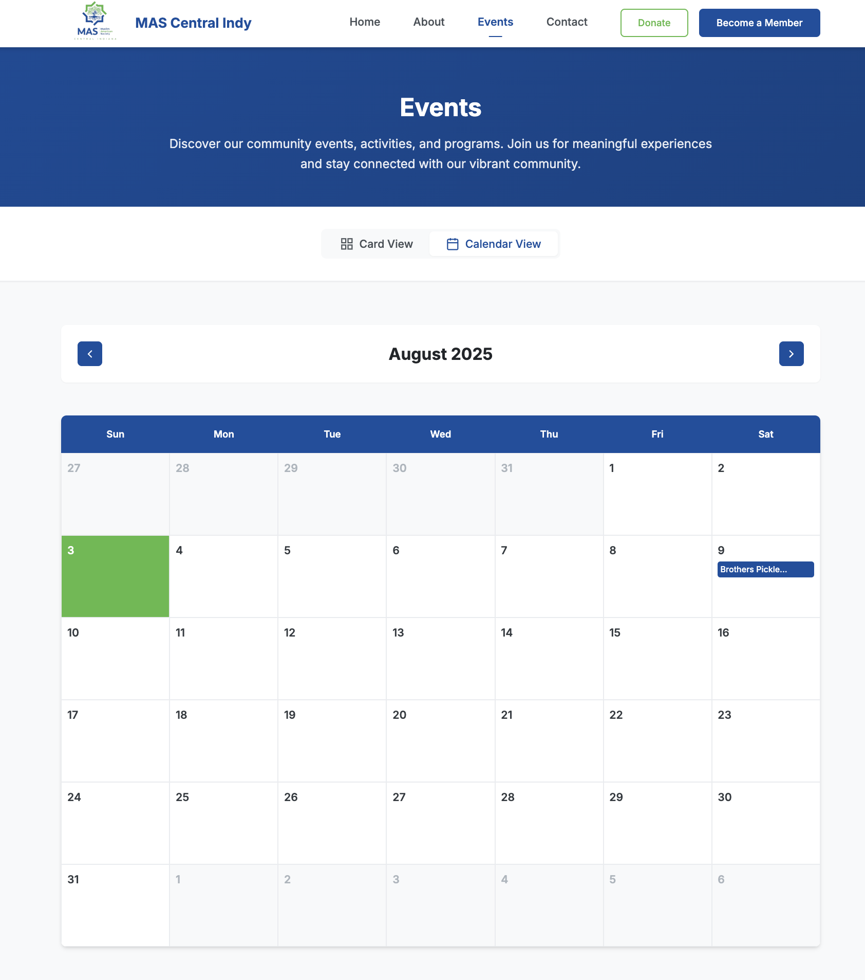 Events Page