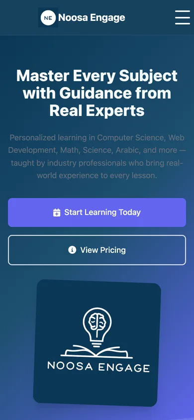 The NoosaEngage homepage on a phone